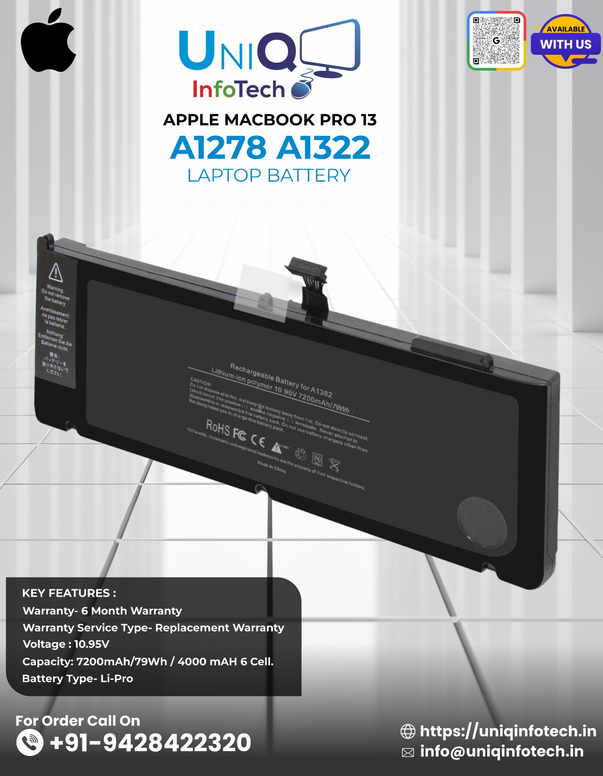 Apple Macbook Pro 13” A1278 A1322 Laptop Battery