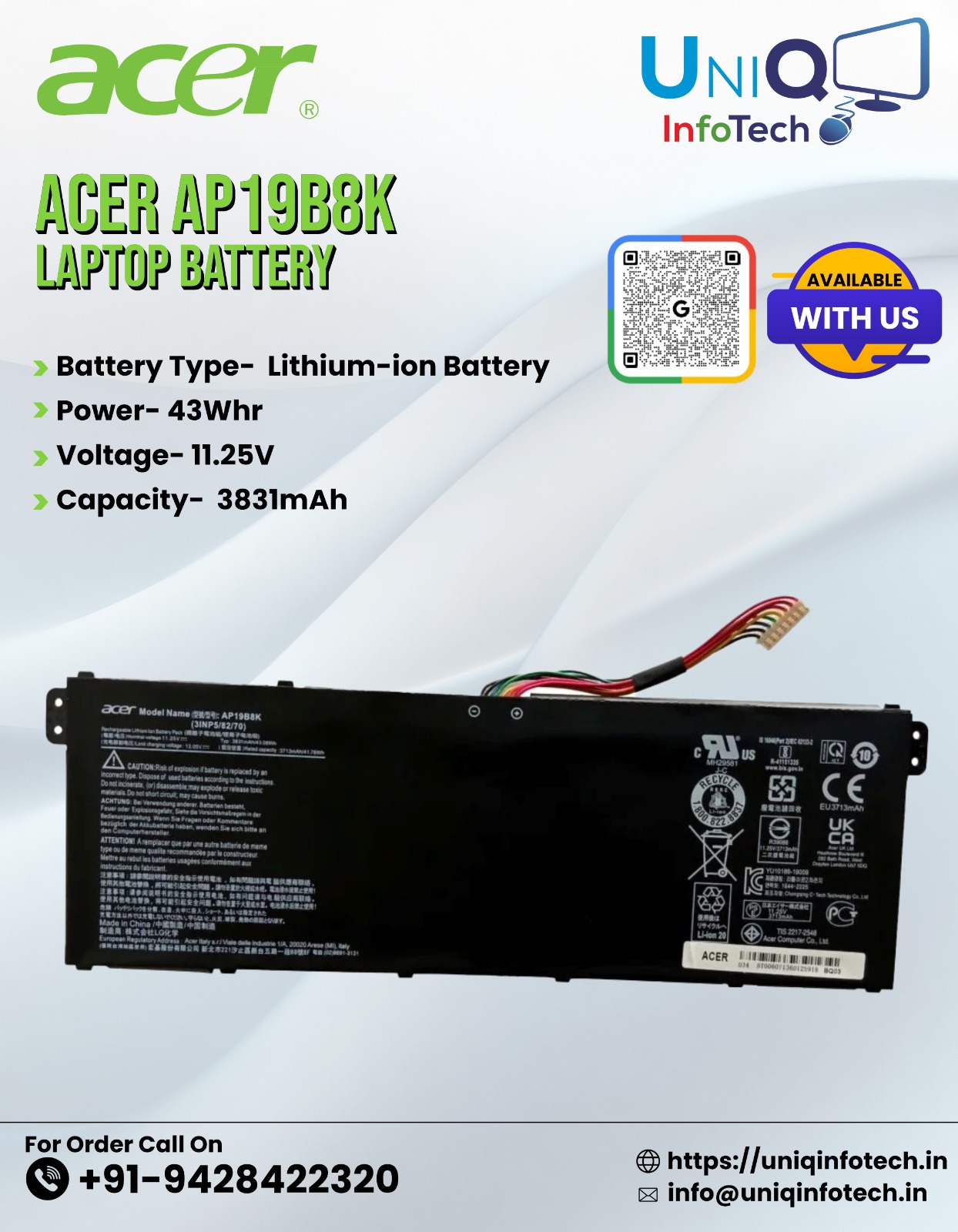 Acer Ap19B8K Laptop Battery
