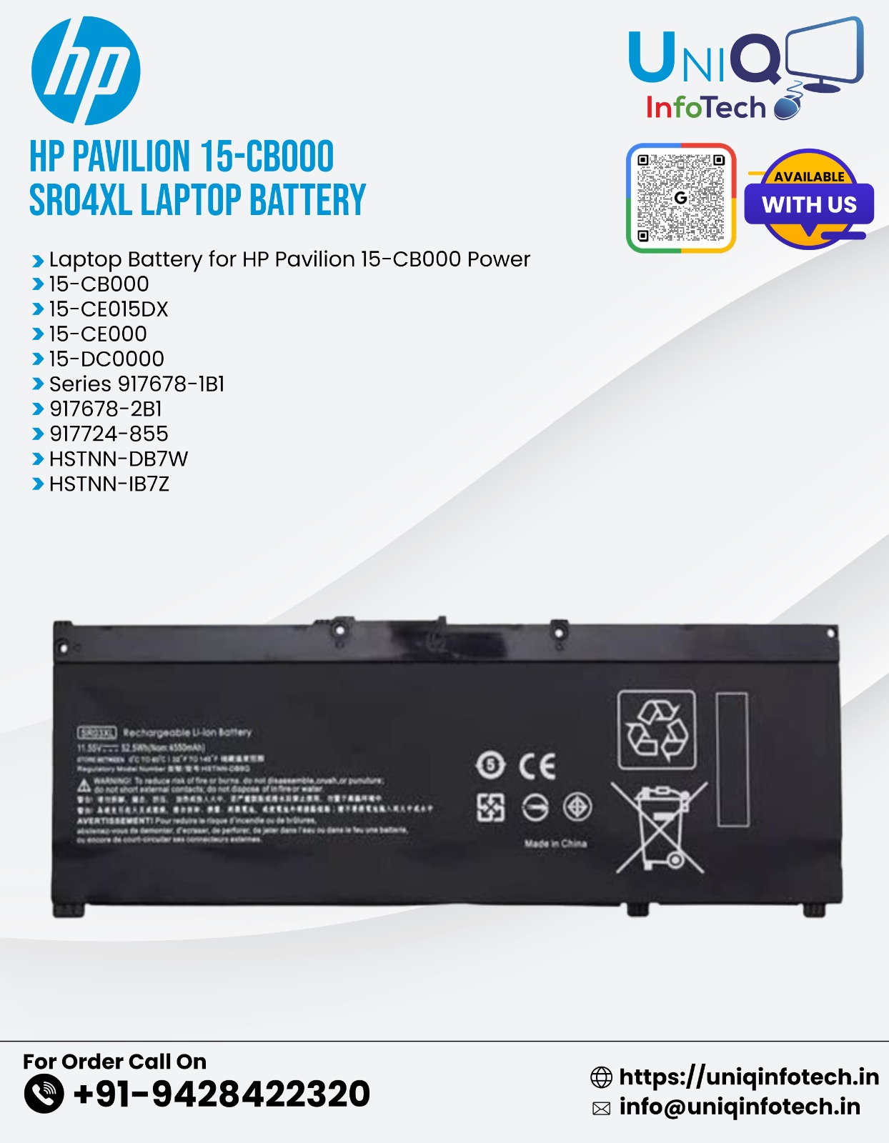 Hp Pavilion 15-Cb000 Sr04Xl Laptop Battery