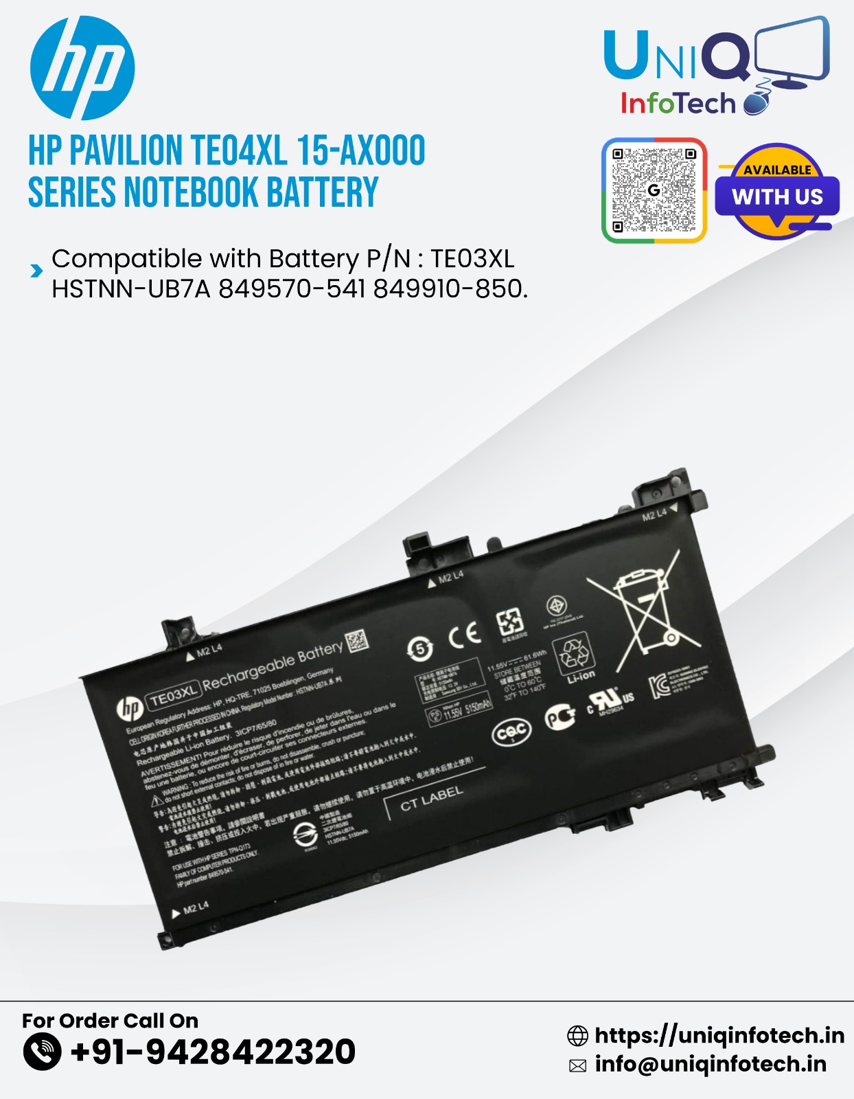 Hp Pavilion Te04Xl 15-Ax000 Series Notebook Battery