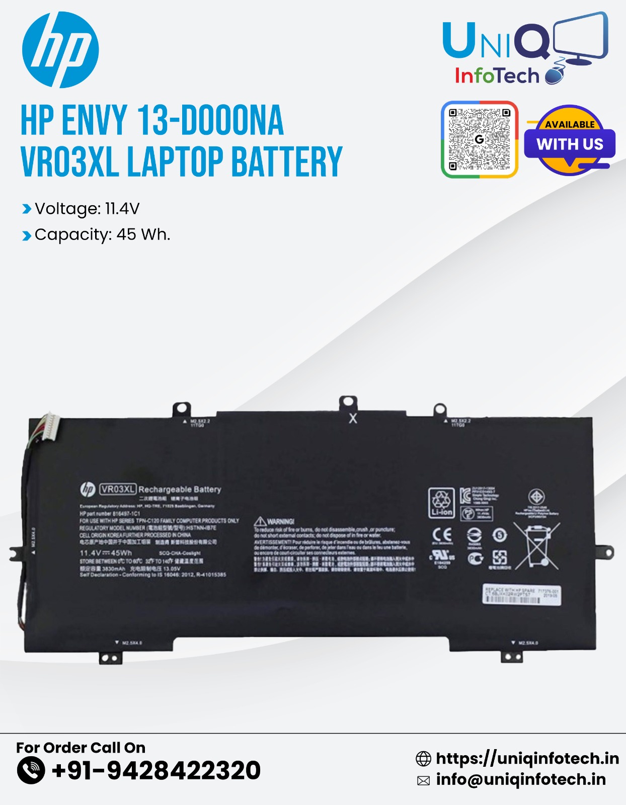 Hp Envy 13-D000Na Vr03Xl Laptop Battery