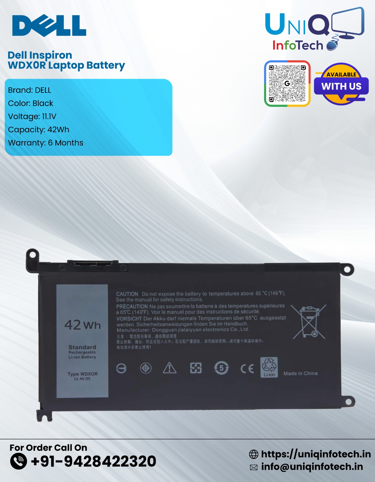 Dell Inspiron 15 5568 Wdx0R Laptop Battery