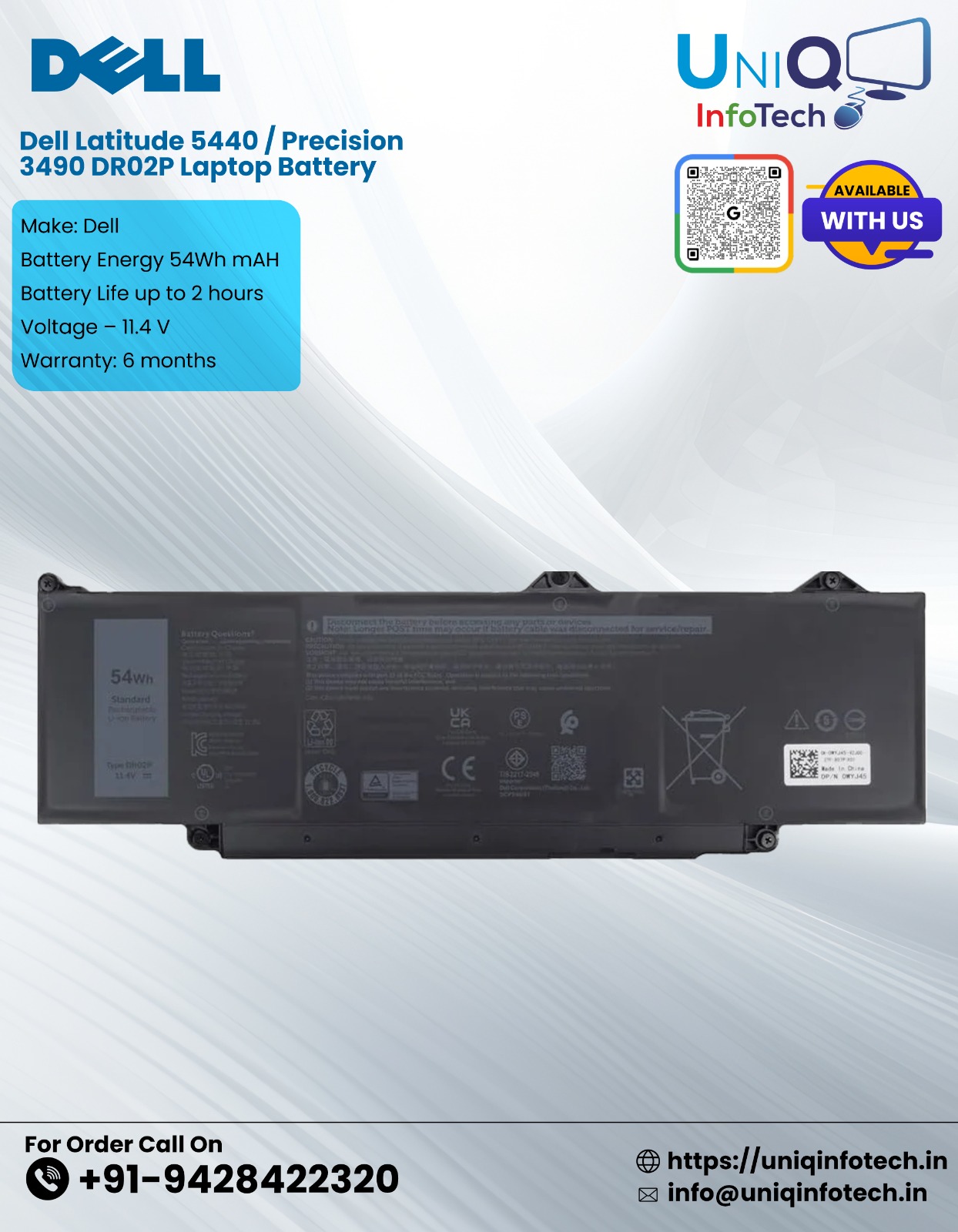 Dell Latitude 5440 / Precision 3490 Dr02P Laptop Battery