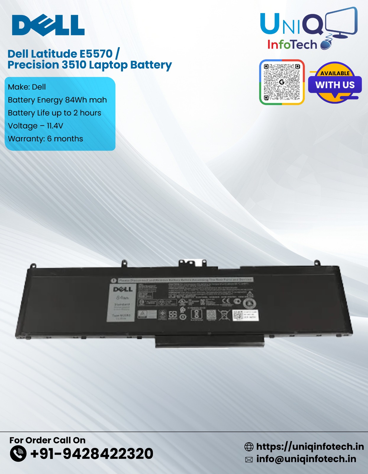 Dell Latitude E5570 / Precision 3510 Laptop Battery