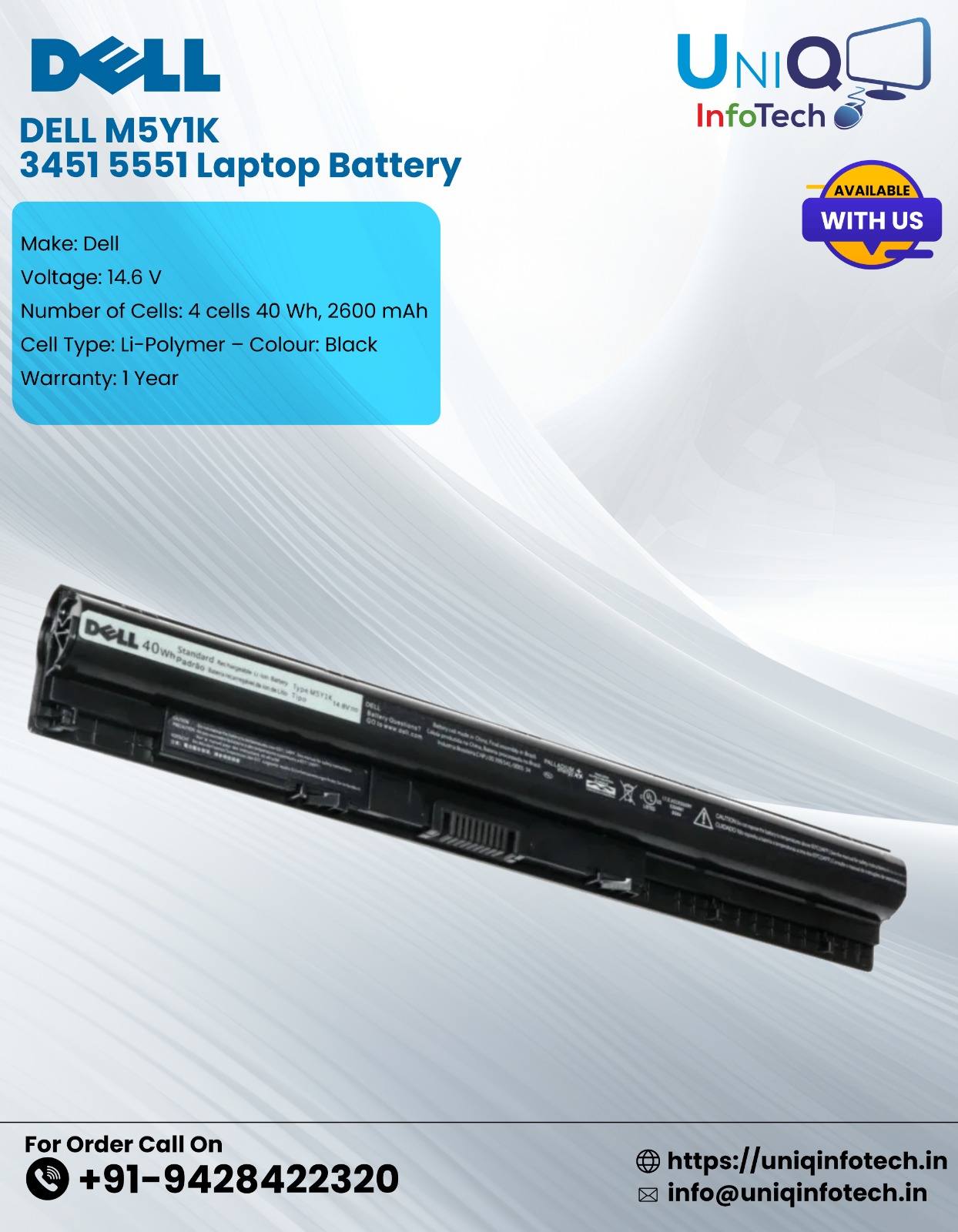 Dell M5Y1K 3451 5551 Laptop Battery