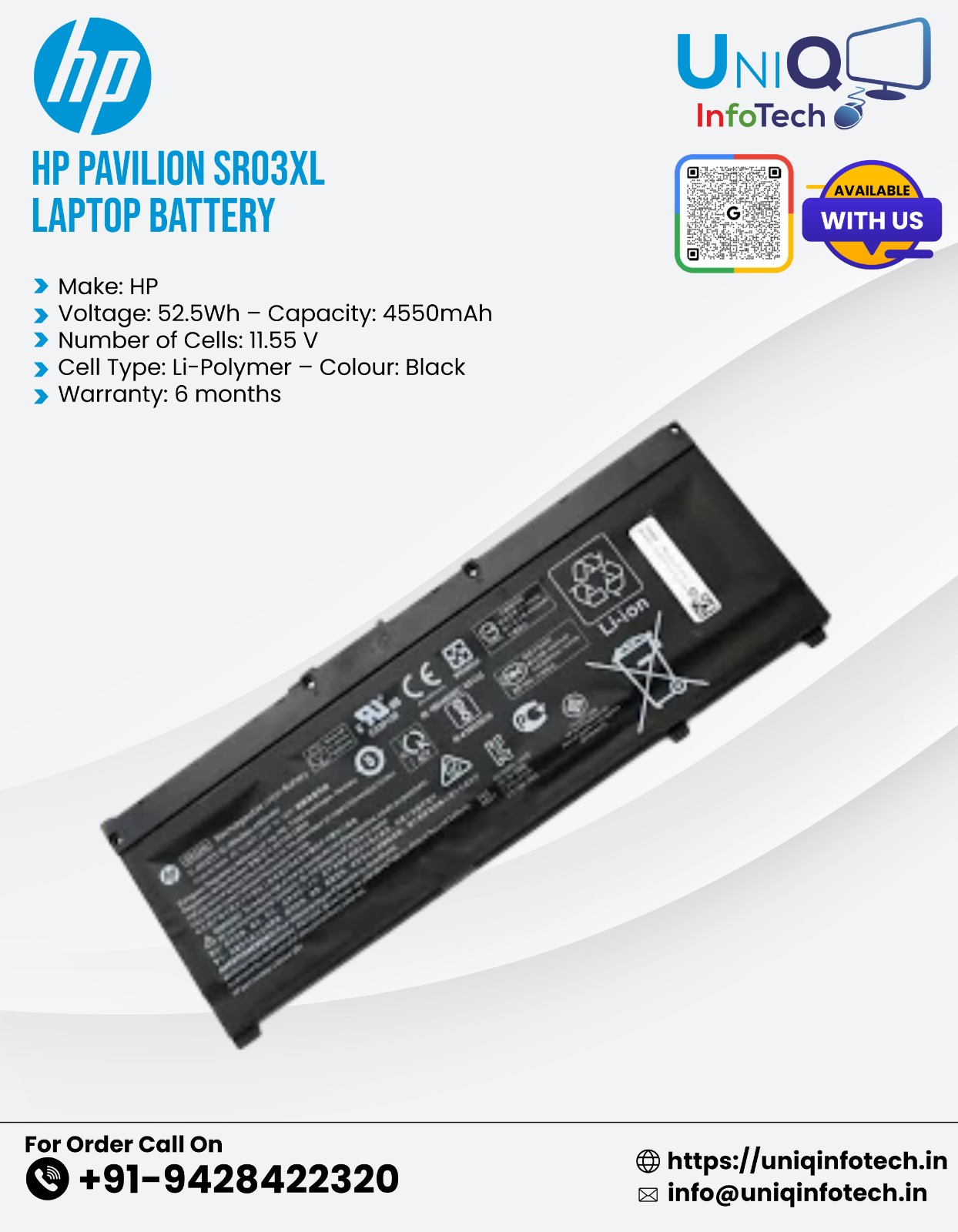 Hp Pavilion Sr03Xl Laptop Battery