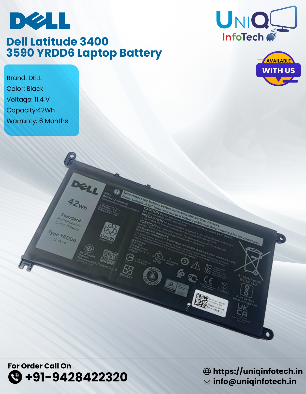 Dell Latitude 3400 3590 Yrdd6 Laptop Battery