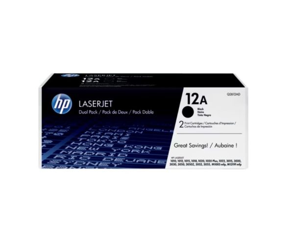 HP 12A Black Original Laser Jet Toner Cartridge (Dual Pack)