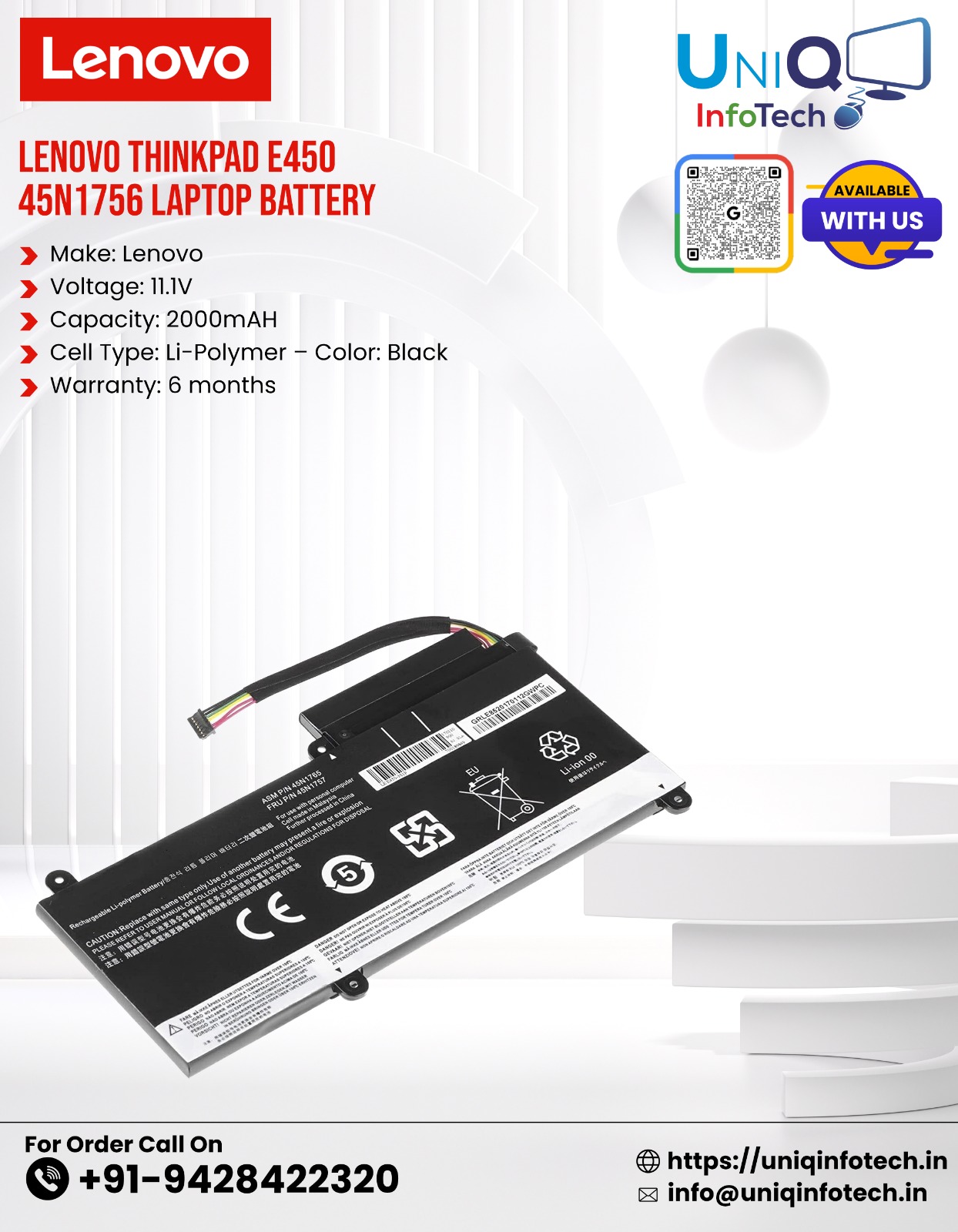 Lenovo Thinkpad E450 45N1756 Laptop Battery