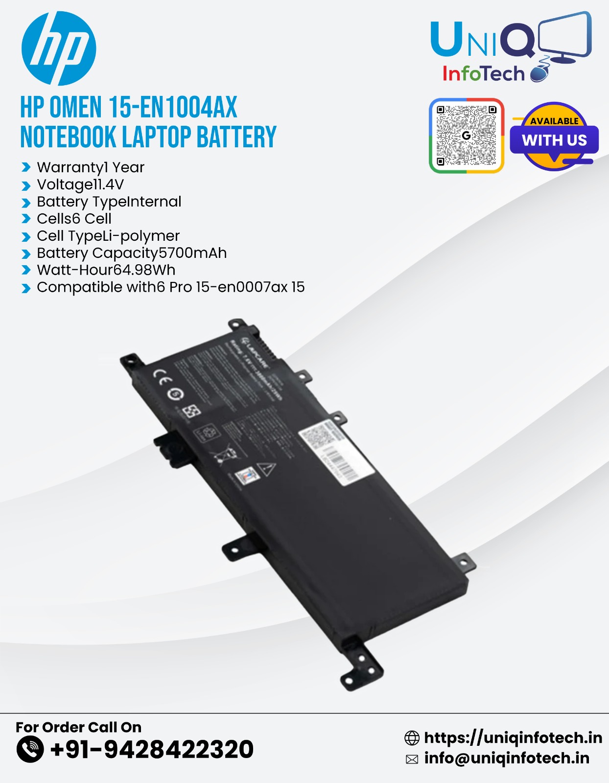 Hp Omen 15-En1004Ax Sd06Xl Notebook Laptop Battery