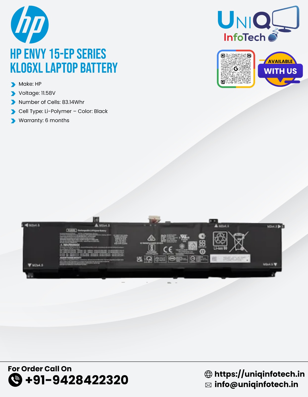Hp Envy 15-Ep Series Kl06Xl Laptop Battery