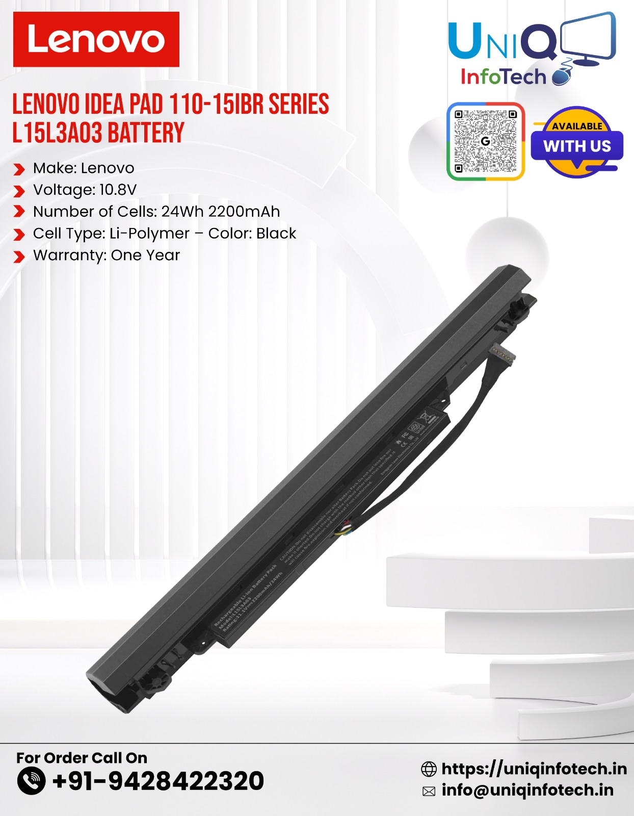 Lenovo Idea Pad 110-15Ibr Series L15L3A03 Battery