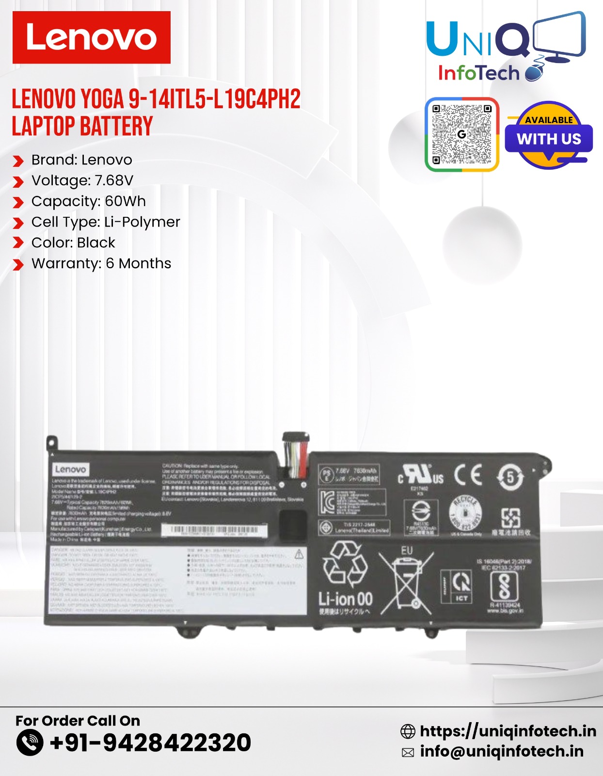 Lenovo Yoga 9-14Itl5-L19C4Ph2 Laptop Battery