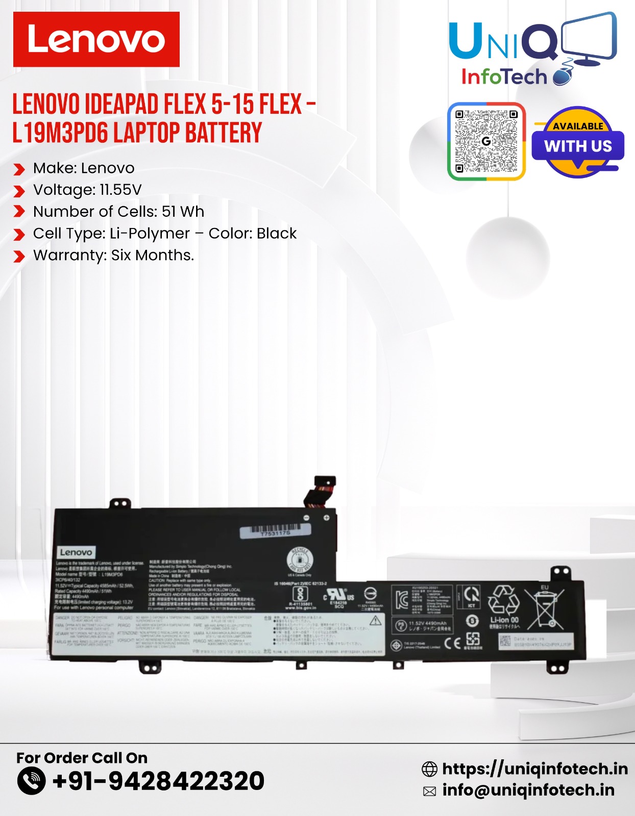 Lenovo Ideapad Flex 5-15 Flex - L19M3Pd6 Laptop Battery - Image 3