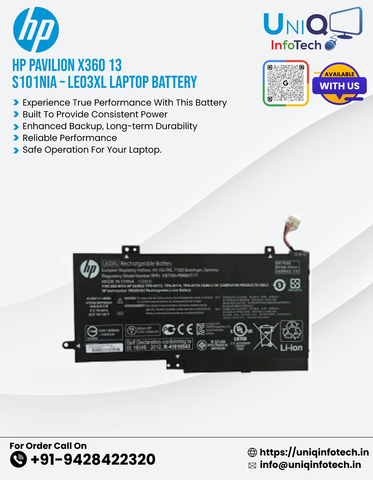 Hp Pavilion X360 13-S101Nia – Le03Xl Laptop Battery