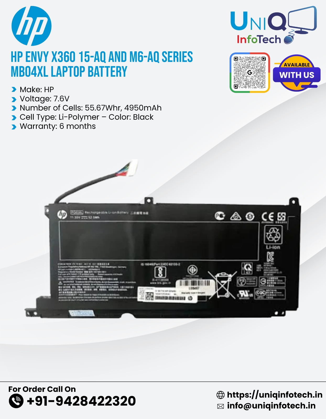 Hp Envy X360 15-Aq Mb04Xl Laptop Battery