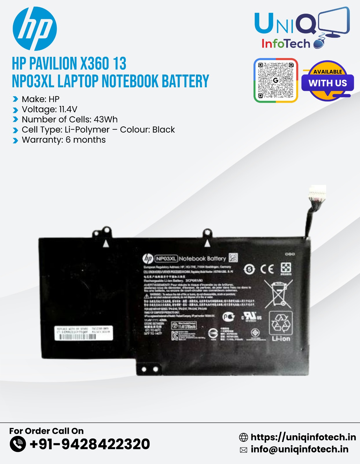 Hp Pavilion X360 13-Np03Xl Laptop Notebook Battery