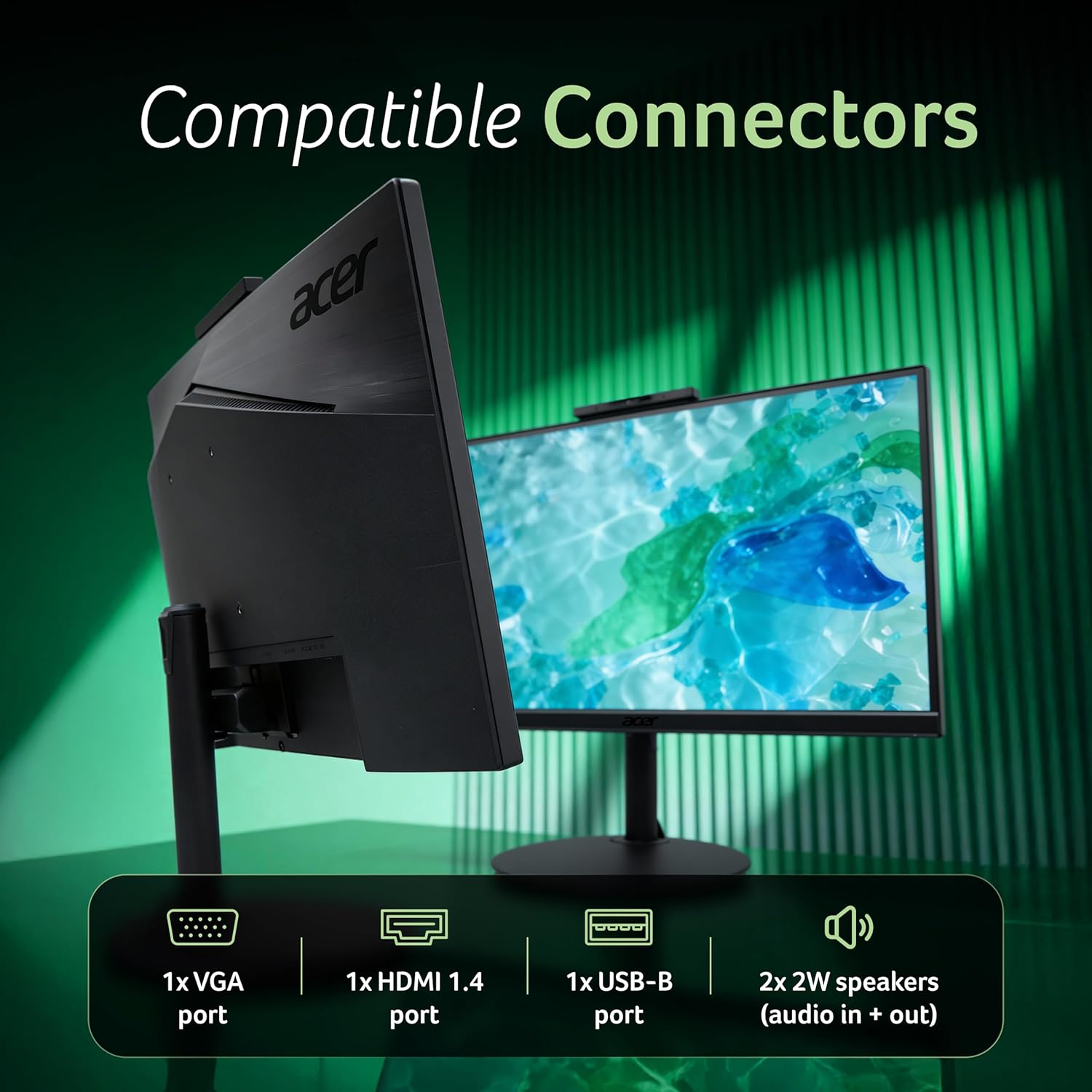 Acer B227Q D1 21.5 Inch Ips Full Hd Monitor With Webcam Ans Mic Support - Image 2
