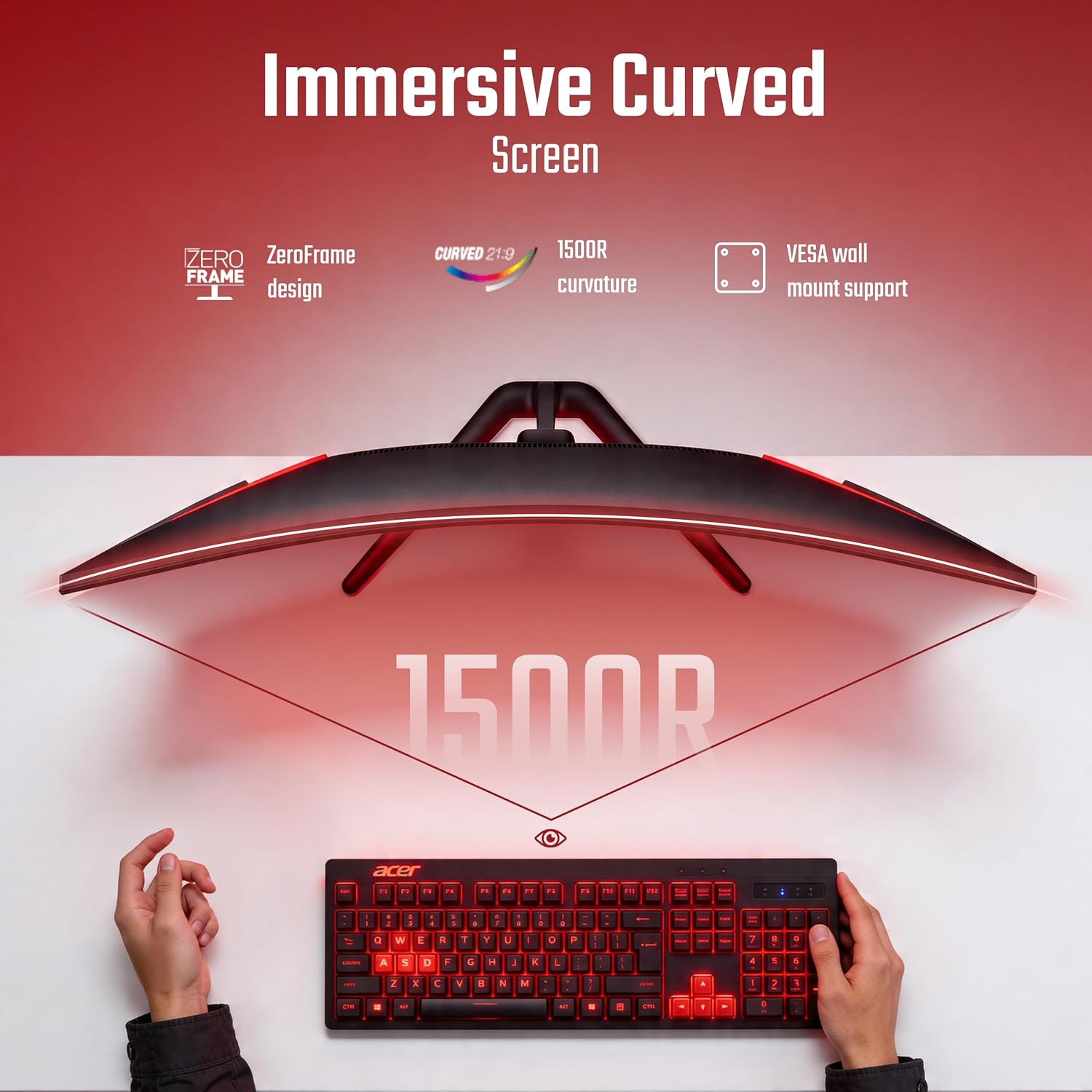 Acer Nitro Ed340Cur J0 34 Inch Uwqhd Curved Gaming Monitor - Image 3