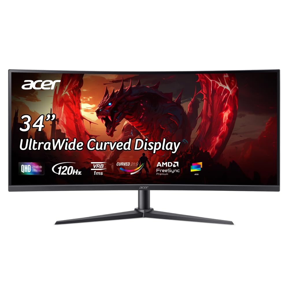 Acer Nitro Ed340Cur J0 34 Inch Uwqhd Curved Gaming Monitor