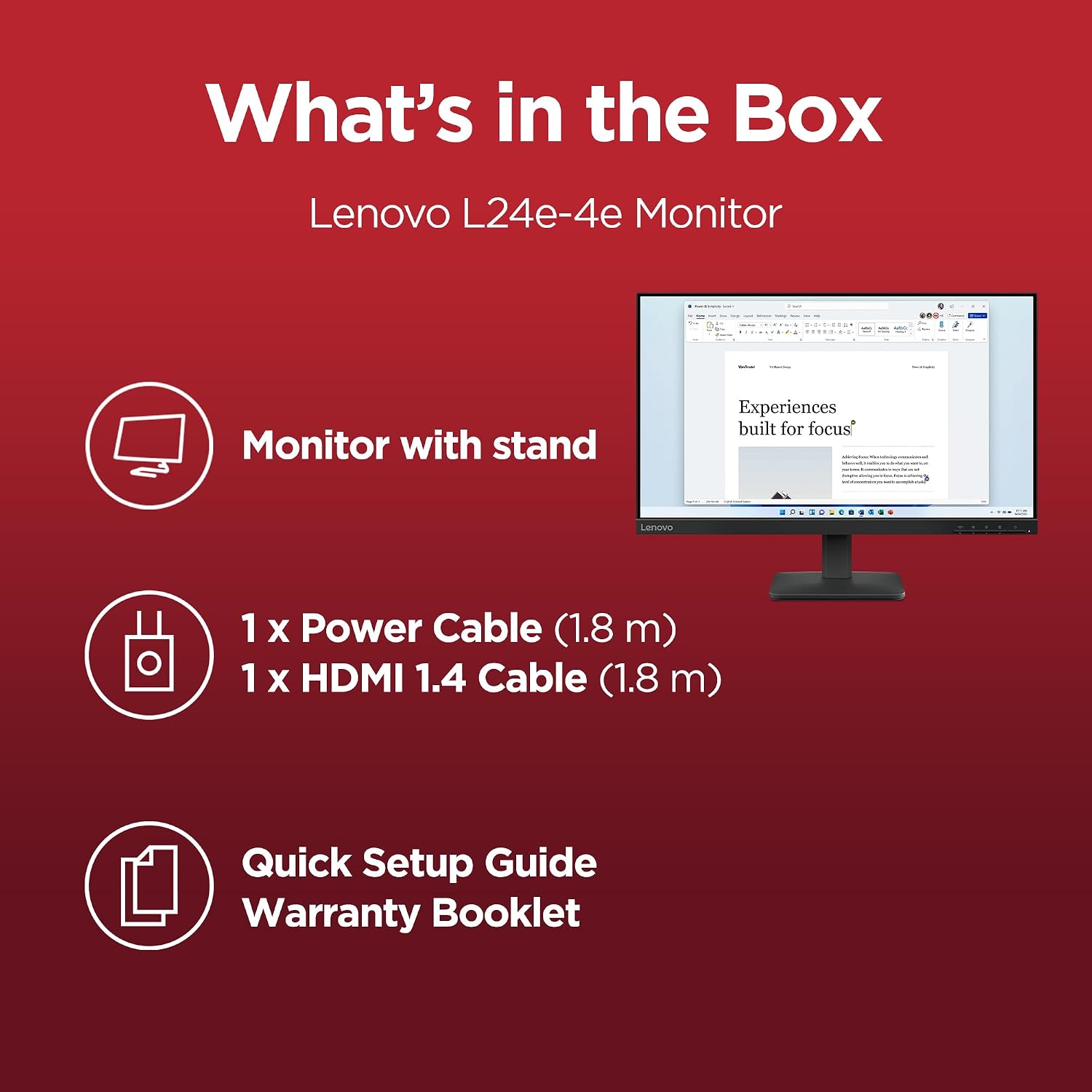 Lenovo L24-4E | 24&Quot; (60.96Cm) Fhd Ips 100Hz Ultraslim Monitor | 68C2Kac1In - Image 3