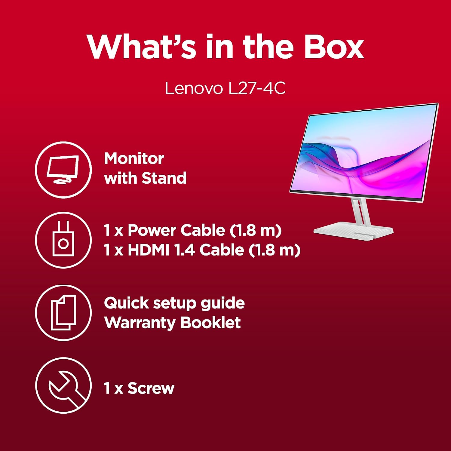 Lenovo L27-4C| 27 Inch (68.58 Cm) Ultraslim Monitor | 67Dekac1In - Image 3