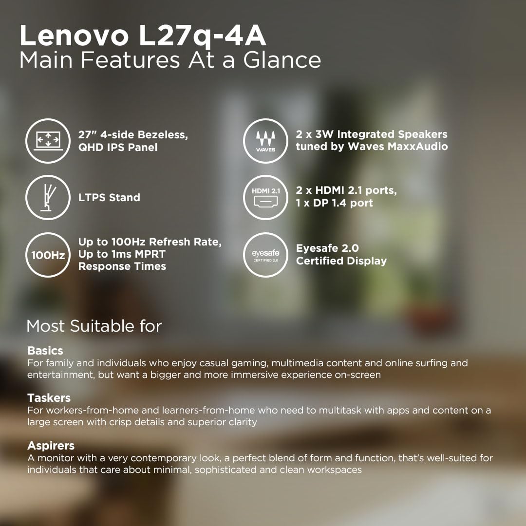 Lenovo L27Q-4A 68.58Cms (27) Monitor | 67Bfgac6In - Image 2
