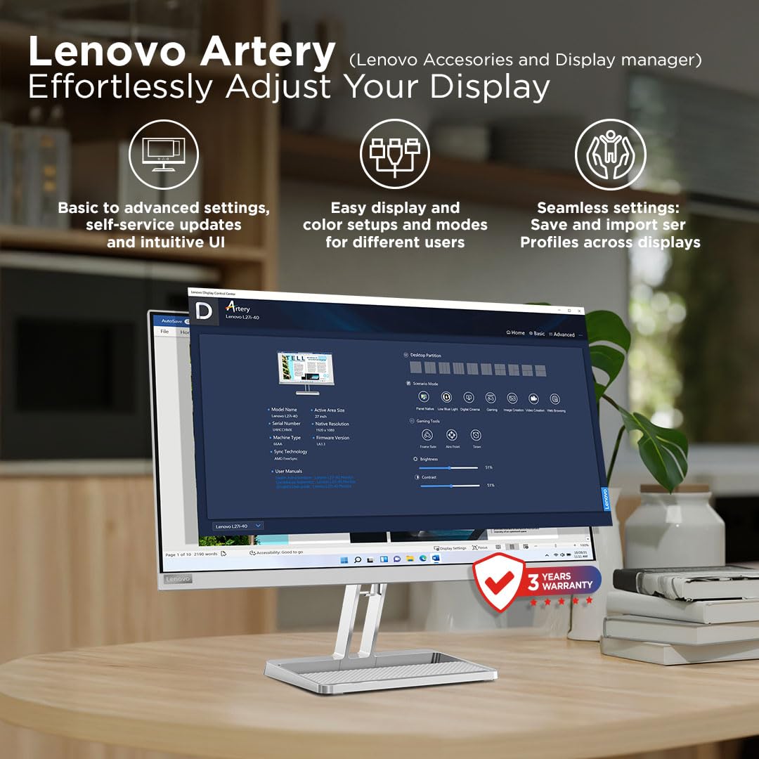 Lenovo L27Q-4A 68.58Cms (27) Monitor | 67Bfgac6In - Image 4