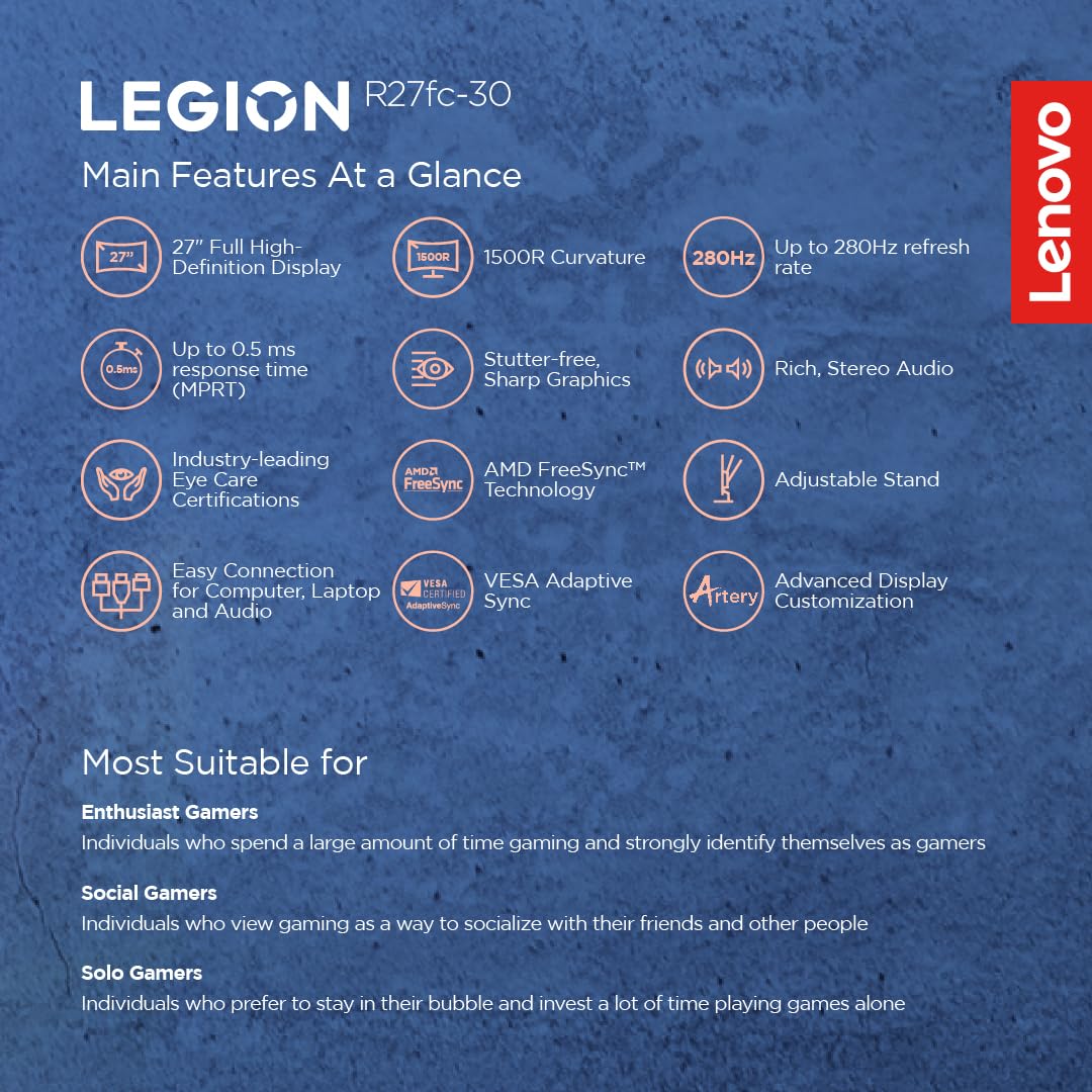 Lenovo Legion R27Fc-30, 27 Inch Gaming Monitor - Image 4